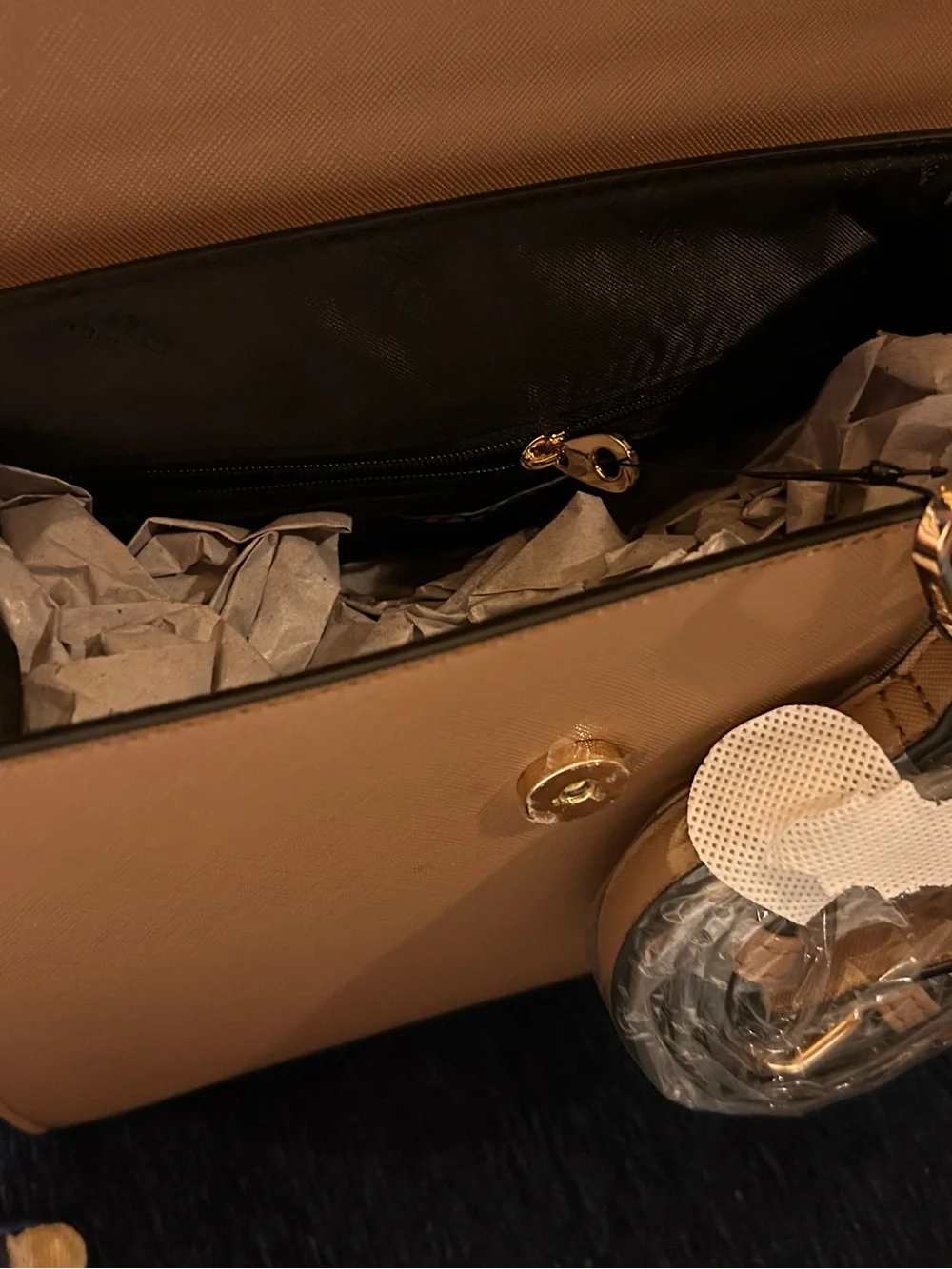 Dune London Two-Tone Tan Top-Handle Satchel with Snake-Print Wallet
